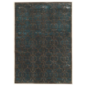 Linon Platinum Iron Gate Power Loomed Polyester 8'x11' Rug in Blue