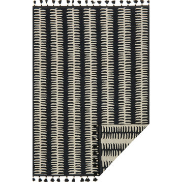 Reversible Kahelo Black Gray Area Rug by Justina Blakeney x Loloi, 9'3"x13'