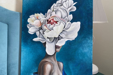 Картина маслом "Девушка с цветком"