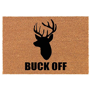 Coir Doormat Buck Off Deer Head Hunting Funny (30" x 18" Standard)