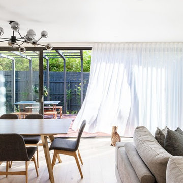 Indoor / outdoor connection - sheer curtains & cat!