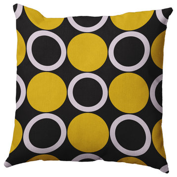 Mod Circles Accent Pillow, Mustard, 18"x18"