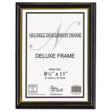 Nudell Deluxe Wood Document Frame, Plastic Face, 8-1/2 X 11, Black