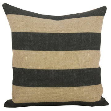Horizontal Stripe Burlap Pillow