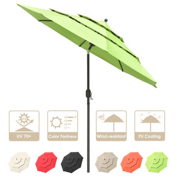 Yescom 9 Ft 3 Tier Patio Umbrella with Protective Cover Crank Push to Tilt