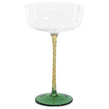 Sachi Green and Amber Cocktail / Martini Glasses, Set of 4