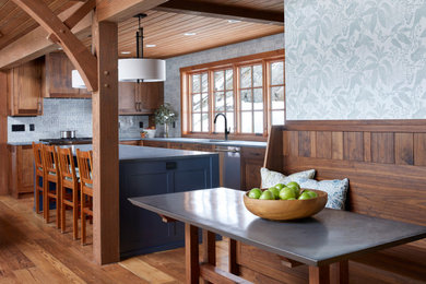 Example of a transitional kitchen design in New York