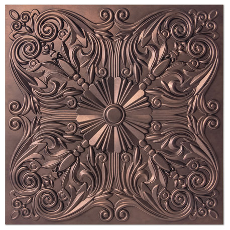 Art3d Decorative Drop Ceiling Tile 2x2ft Glue up, Lay in Ceiling Tile 12-Pack, Antique Copper