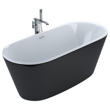 Kube Ovale 59'' White Free Standing Bathtub, Black