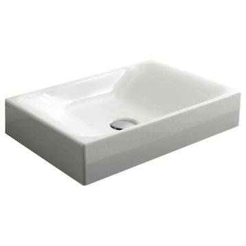 Ceramic Vessel Bathroom Sink, 19.7"x13.8", Cento 3555