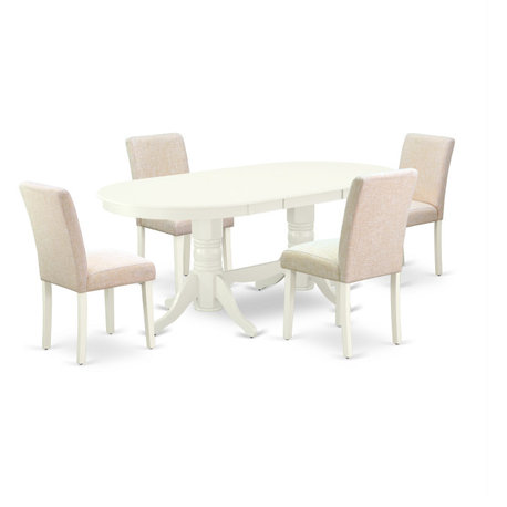 5-Piece Dining Set, Table With Leaf and 4-Chair With Light Beige