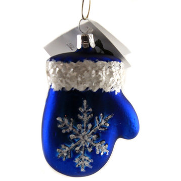 Golden Bell Collection Mitten With Snowflake Christmas Ornament