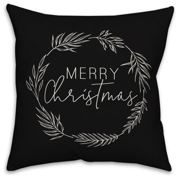 Merry Christmas Wreath 18"x18" Throw Pillow