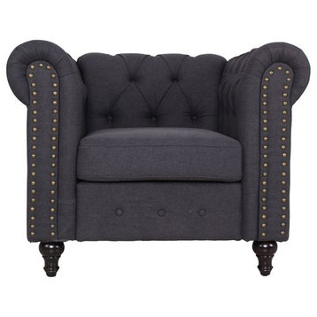 Kingway Furniture Jazz Living Microfiber Living Room Chair In Dark Gray