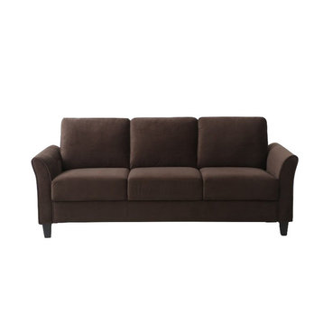 LifeStyle Solutions New Haven Sofa in Coffee Microfiber Upholstery