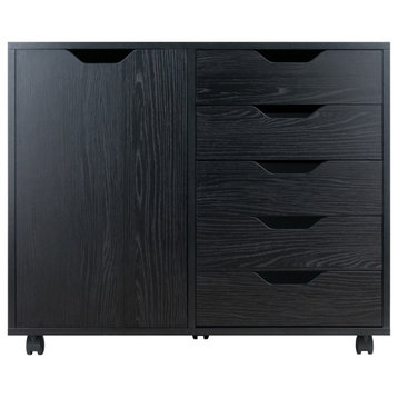 Ergode Halifax 5-Drawer Mobile Side Cabinet, Black