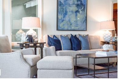 Inspiration for a mid-sized timeless formal and enclosed living room remodel with white walls and no tv