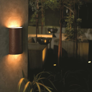 Ambiance Large Cylinder Wall Sconce, Outdoor, Tierra Red Slate