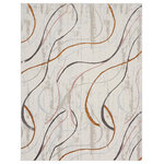 Nourison - Nourison Glitz 7'10" x 9'10" Ivory/Multi Modern Indoor Area Rug - With its curvy linear pattern in pink, gold, and blue multicolor on an ivory ground, this abstract rug from the Glitz Collection adds a sense of movement to your decor. The contemporary design is enhanced with subtly raised accents and a shimmer that beautifully reflects changes in light. Machine-made from polyester yarns that feel comfortably soft underfoot.