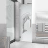 Hinged Alcove Shower Door With Dolphin Design, Semi-Private, 32"x75" Inches, Left