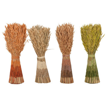Set of 4 Natural 17" Neck-Tied Standing Bunch of Decorative Foliage
