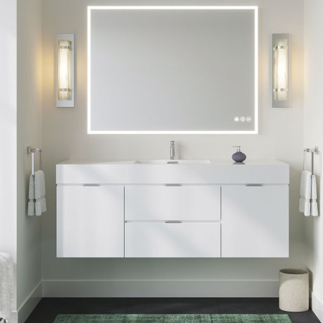 Bliss Bath Vanity, High Gloss White, 60", Single Sink, Wall Mount