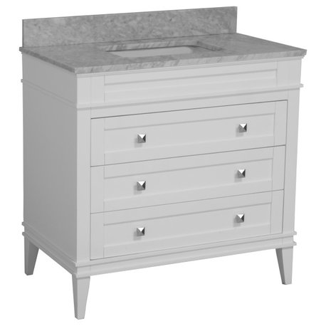 Eleanor 36" Bathroom Vanity, White, Carrara Marble
