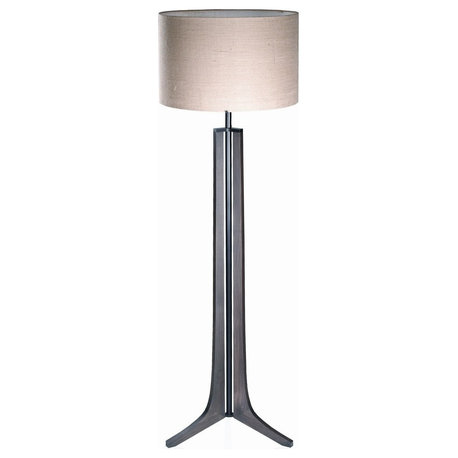 Forma - LED Floor Lamp - Burlap Shade, Wood: Oiled Walnut, Brushed Aluminum