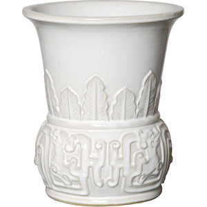 IMPULSE Nordic Vase Medium White by ribbed pattern 3713-1 -Ceramic Vase Matte lacquered finish