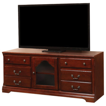 Benzara BM158721 Traditional Style Trendy TV Stand, Cherry Brown