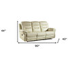 90" Beige And Black Faux Leather Reclining Sofa