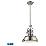 Elk Home - Chadwick 1-Light Pendant, Polished Nickel, LED Offering Up To 800 Lumens - The Chadwick Collection reflects the beauty of hand-turned craftsmanship inspired by early 20th century lighting and antiques that have surpassed the test of time. This robust collection features detailing appropriate for classic or transitional decors.