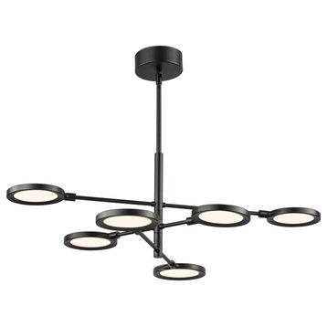 Spectica 6-Light 3000K LED Contemporary Chandelier in Matte Black and Acrylic