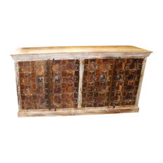 Mogul Interior - Consigned Antique Vintage 2tone Solid Wood Sideboard Rustic Cabinet Hoteldesigns - Buffets and Sideboards