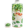 Lovise Decorative Jar or Canister, Green and White, 7"