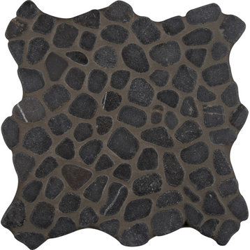 MSI SMOT-PEB-BLK 11-7/16" x 11-7/16" Pebble Mosaic Sheet - - Black