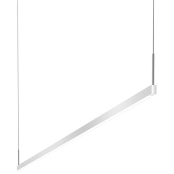 Thin-Line Two-Sided LED Pendant, Bright Satin Aluminum, 6' Two-