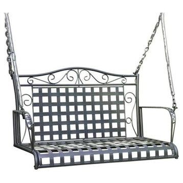 Pemberly Row Iron Patio Porch Swing in Antique Black