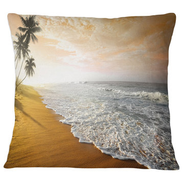 Wavy Clouds over Seashore Seascape Throw Pillow, 16"x16"