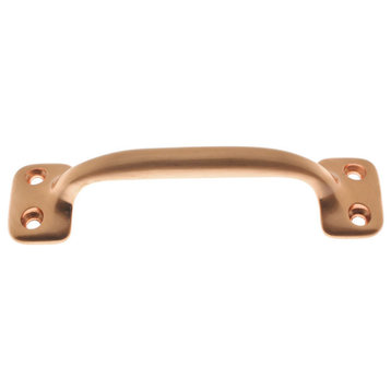 Genuine Solid Brass 4" c/c Sash Lift/Door Pull, Bright Copper