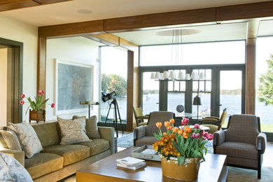 Inspiration for a country living room remodel in DC Metro with beige walls