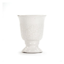 White Embossed Pot - Indoor Pots And Planters