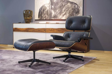 Vitra Lounge Chair Leder Premium Schwarz Holz Palisander