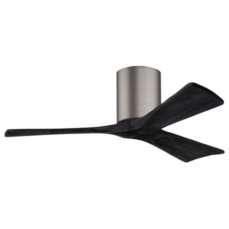 Irene-3H Flush Mounted 42" Ceiling Fan, Brushed Pewter and Matte Black Blades