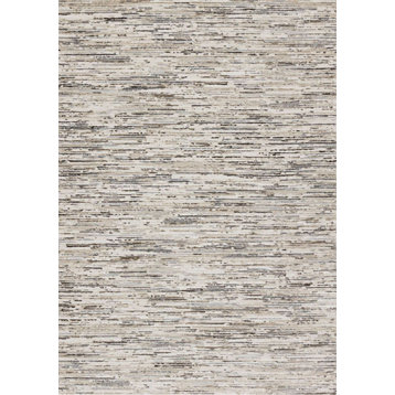 London Collection Cream Beige Gray Organic Lines Area Rug, 5'3"x7'7"