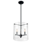Nuvo Lighting - Bransel Three Light Pendant, Matte Black - Bransel 3 Light Pendant Fixture Matte Black Finish with Clear Seeded Glass