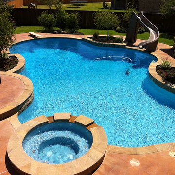 Freeform Pool with Diving Board & Slide