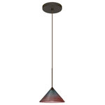 Besa Lighting - Besa Lighting 1XT-117691-BR Kona - One Light Cord Pendant with Flat Canopy - The Kona pendant features a wide cone-shaped glassKona One Light Cord  Bronze Bi-Color Glas *UL Approved: YES Energy Star Qualified: n/a ADA Certified: n/a  *Number of Lights: Lamp: 1-*Wattage:50w GY6.35 Bi-pin bulb(s) *Bulb Included:Yes *Bulb Type:GY6.35 Bi-pin *Finish Type:Bronze