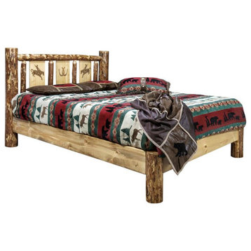 Montana Woodworks Glacier Country Handcrafted Wood Queen Platform Bed in Brown