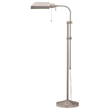 Metal Rectangular Floor Lamp With Adjustable Pole, White